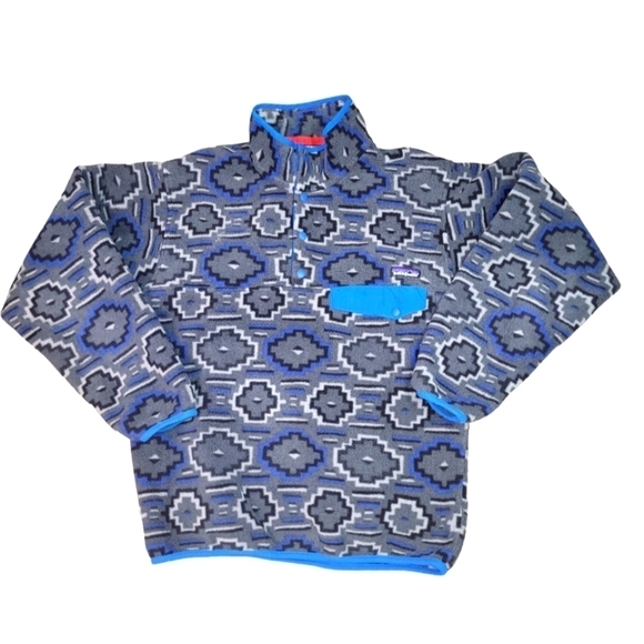 ⭐️PATAGONIA Synchilla Yanaba Forge Gray Snap T Fleece Aztec Tribal Southwestern - Picture 2 of 8